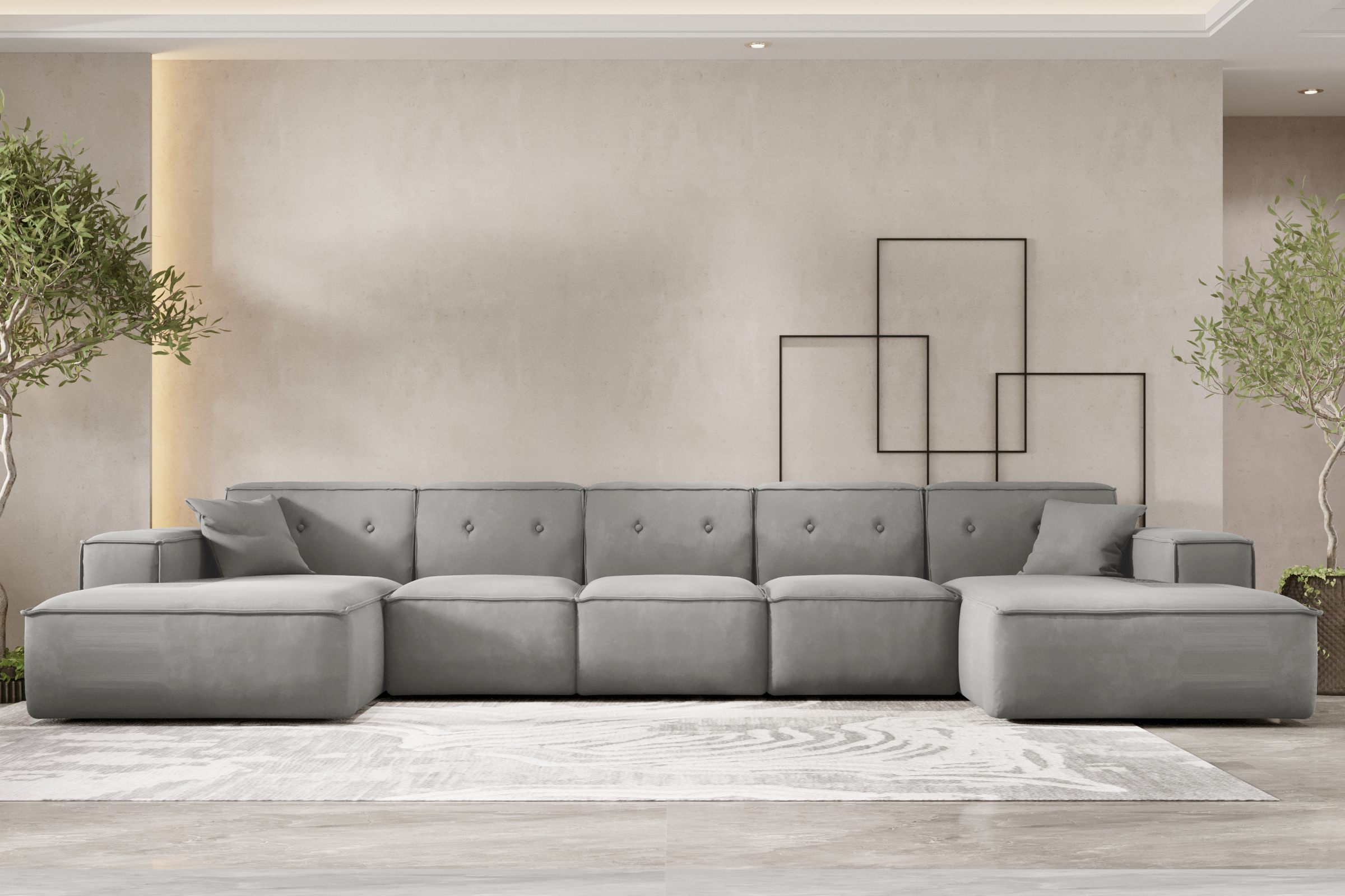 Ecksofa LUGA U XL Hellgrau
